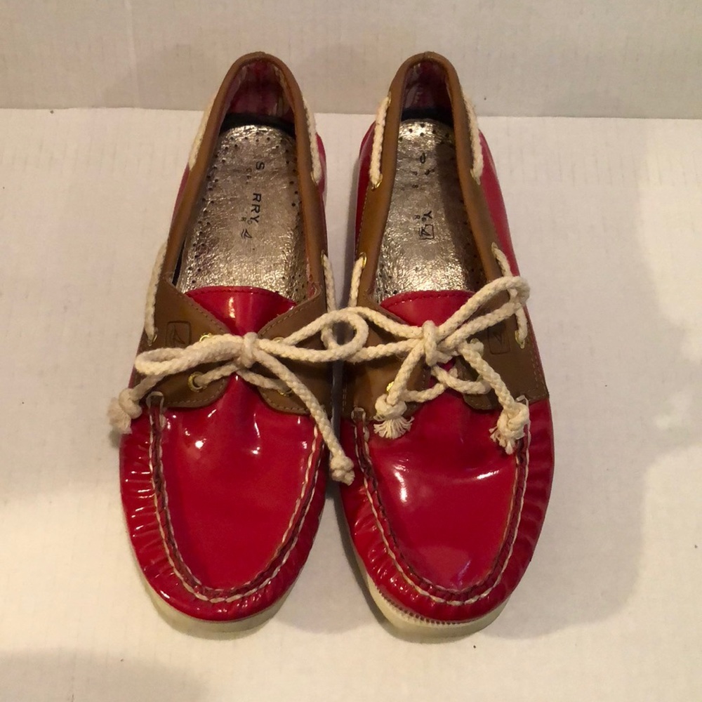 Sperry Red Patent Leather Boat Shoes
